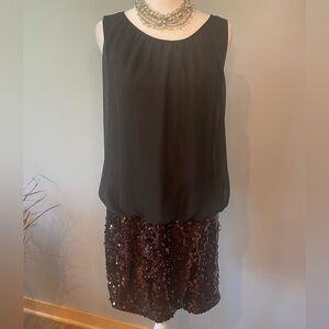 Adrianna Papell Evening Women's Size 8 Black Sleeveless Dress w/ Sequins